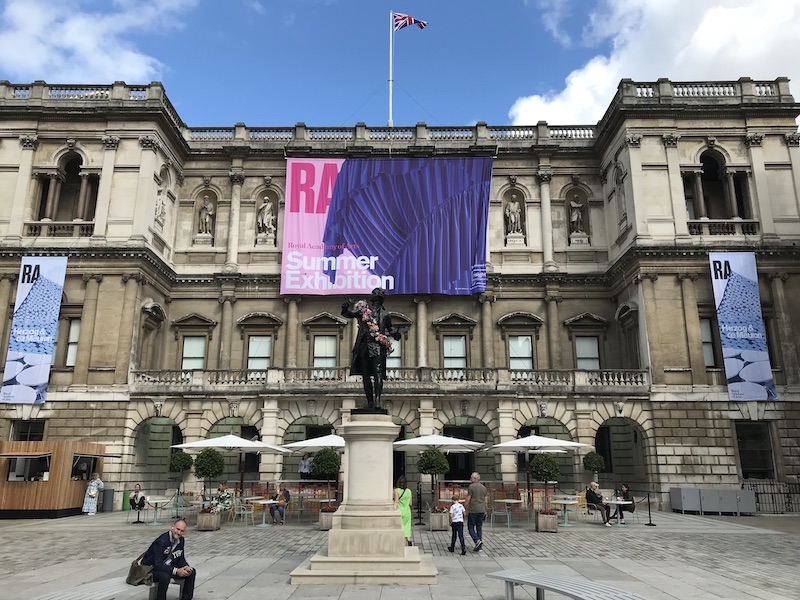 View of the entrance of the Royal Academy of Arts in London
